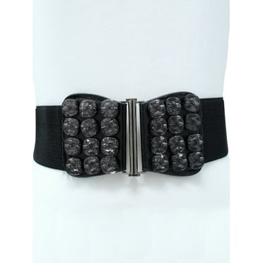 Alamana Fashion Women Beads Faux Gemstone Braided Wide Waist Belt Strap Dress Waistband Coffee 2 Alamana Fashion Women Beads Faux Gemstone Braided Wide Waist Belt Strap Dress Waistband Coffee 2